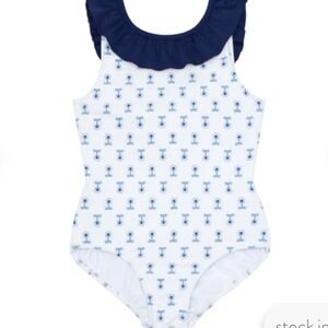 minnow x petite plume girls botanical block print ruffle collar one piece